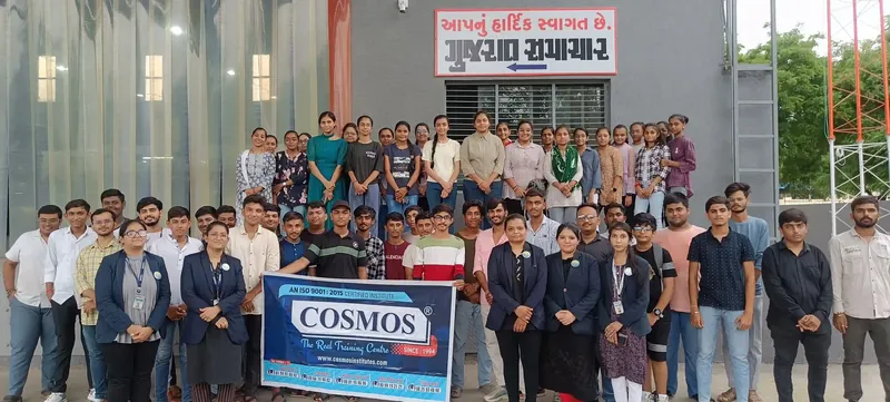 Cosmos students visiting Gujarat Samachar for media exposure